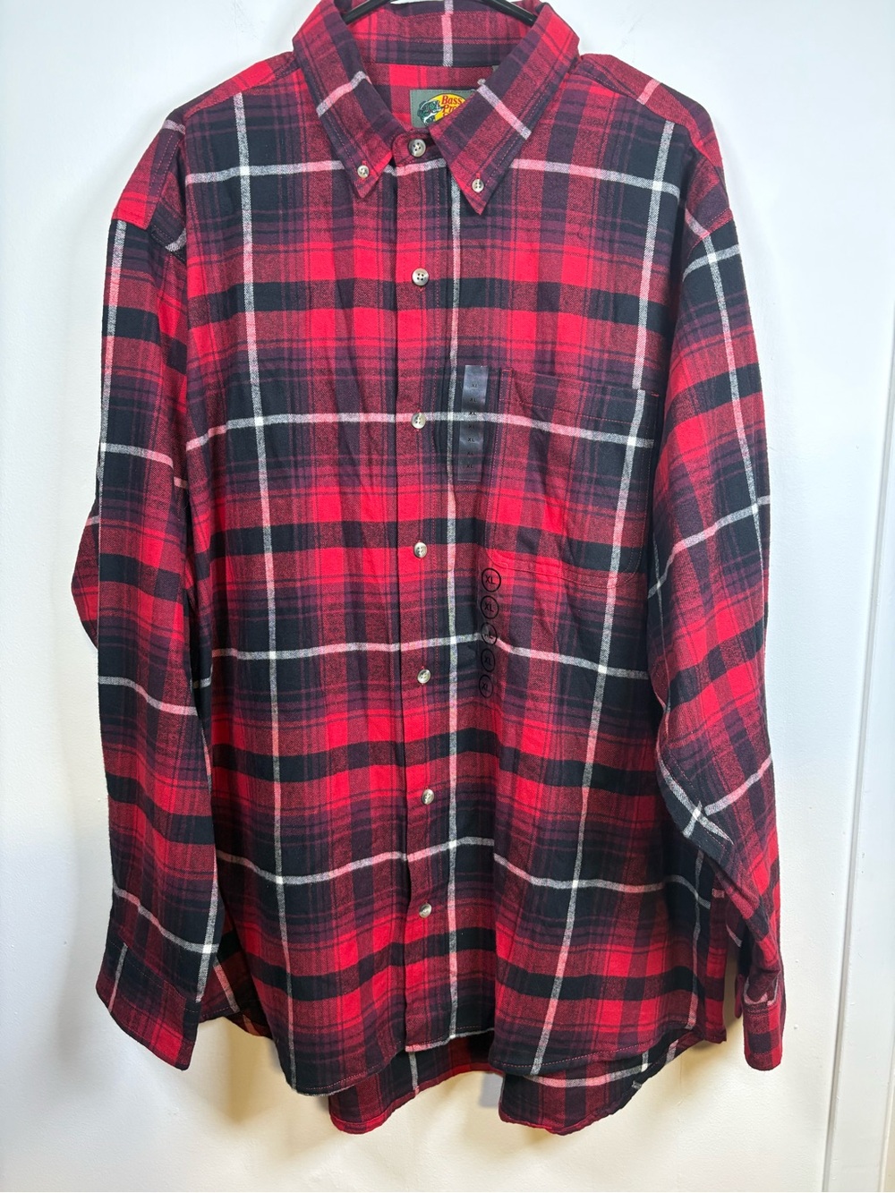 Bass Pro Shops Red and Black Plaid Button-Down Shirt